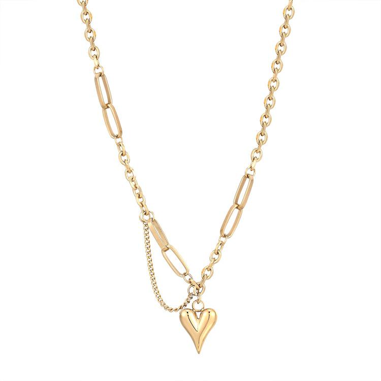 Европейский и американский холодный стиль, ожерелье с кулоном-сердцем из титановой стали для женщин