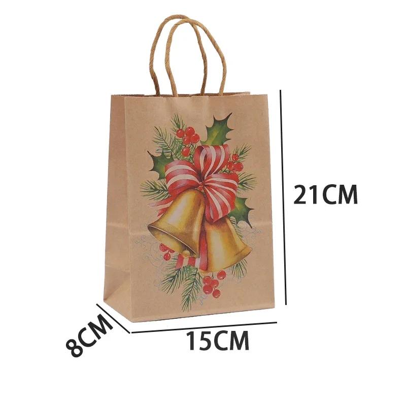 12-48PC Handheld Christmas Kraft Paper Gift Bag Durable Eco Friendly Holiday Party Paper Bag Festive Gift Wrapping Holiday Gift