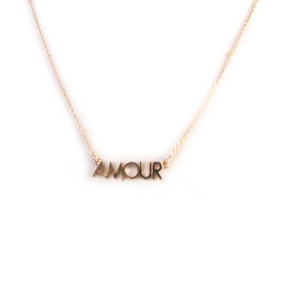 Les Trésors De Lily [N2532] - Gold Plated Necklace 'Amour' Rose Gold - 20x5 Mm