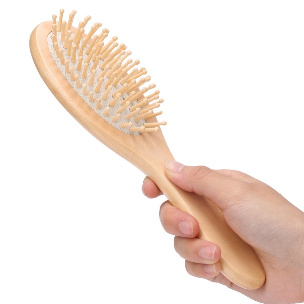 Wood Wooden Hair Brush Anti-Static Hair Care Comb For Women Paddle Brush Home Use белый