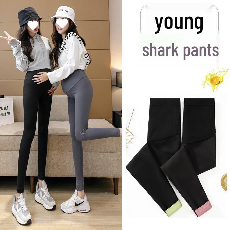 High Elasticity Shark Skin Maternity Leggings - Versatile, Skin-Friendly Spring & Fall Outerwear for Trendy Moms