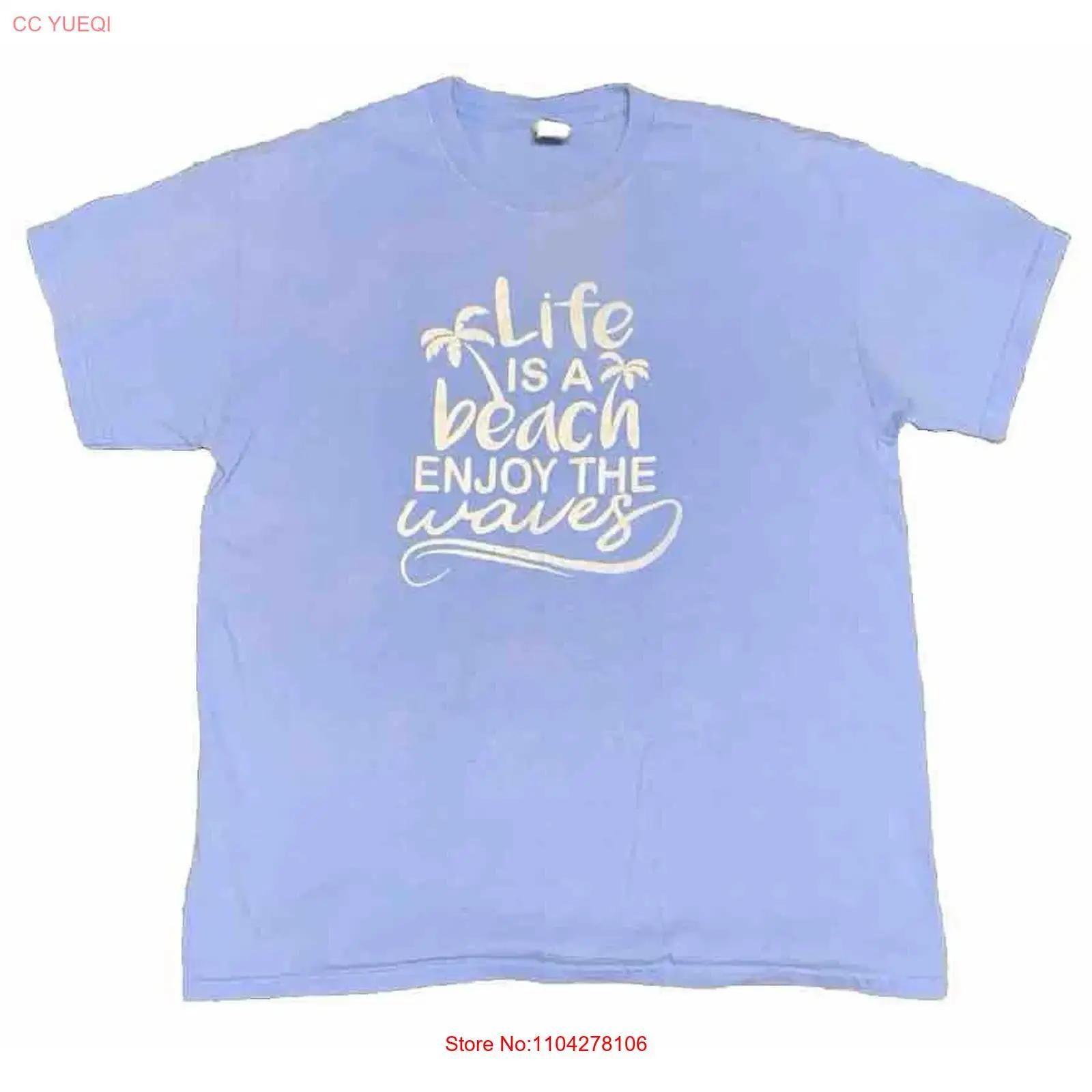 

LIFE IS A BEACH ENJOY THE WAVES GIFT T SHIRT UNISEX ADULT SIZE LARGE vintage Washed Unisex Breathable Top For Everyday Wear 5XL різнокольоровий