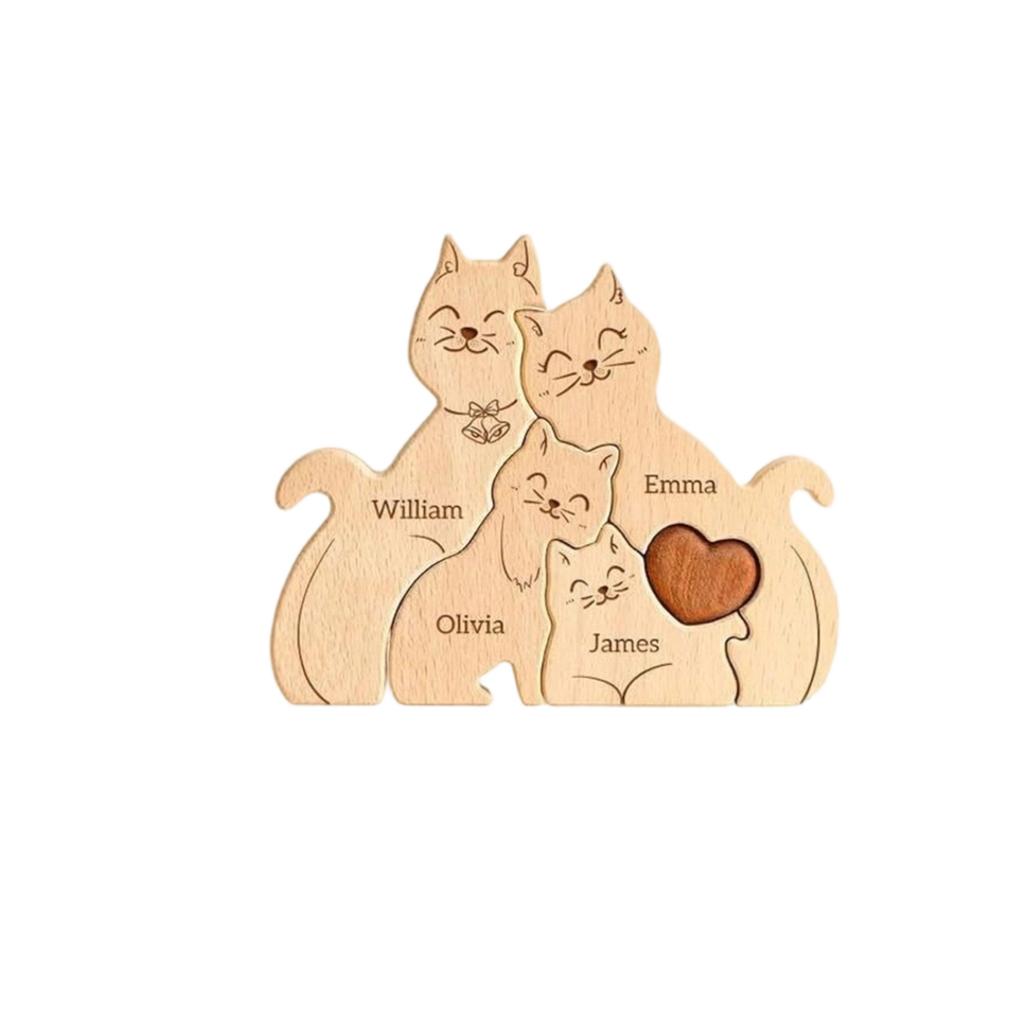 Wooden Family Puzzle Set, Home Decoration, Carving Ornament, Party Decoration, Crafts.