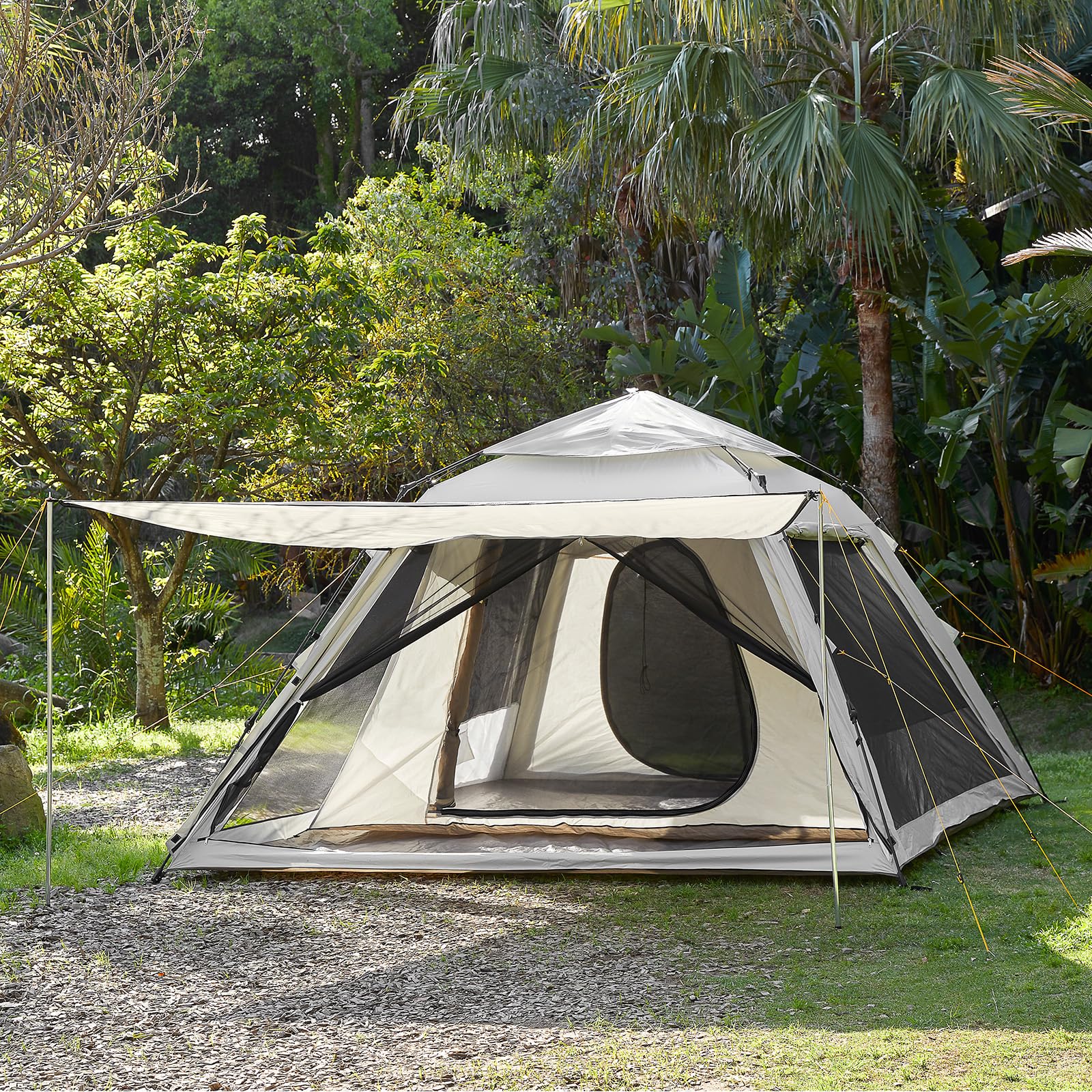 

LOWYA One Touch Tent Tent One Touch Camping for 4 People Width 300cm Earth Beige