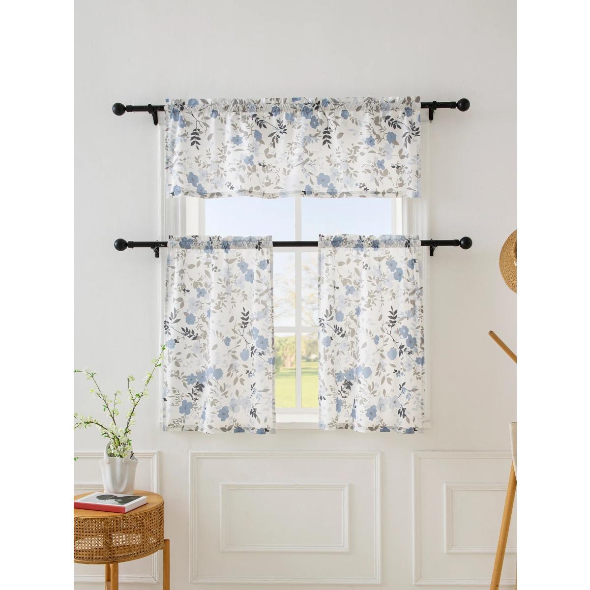 

140 * 46 СМ (1PCS) 68 * 60 СМ 60 * 91 СМ (2pcs) Кухонные занавески серии «Маленькие цветы» подходят для кухни 140X46CM&Fixed Pleat