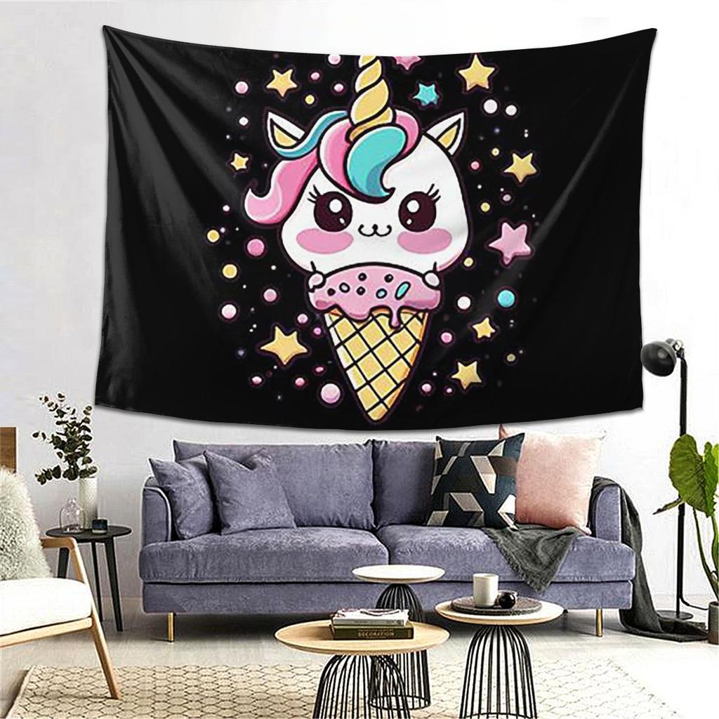 Ice Cream Unicorn Tapestry Decor Art Aesthetic Tapestries for Living Room Bedroom Home Wall Cloth Wall Hanging