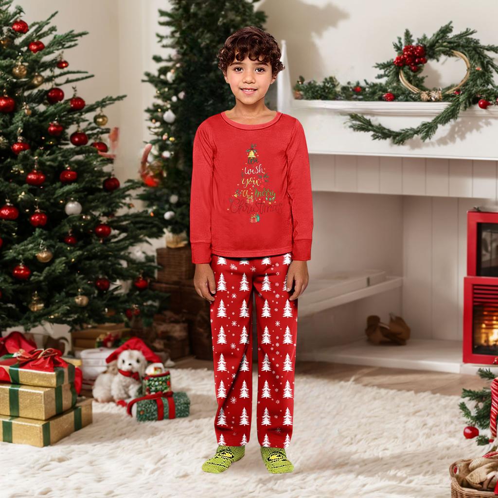 Druck Niedliches Familien-Set Pyjamas, Hauskleidung, Familien-Set Langarm-Oberteil Hosen-Set