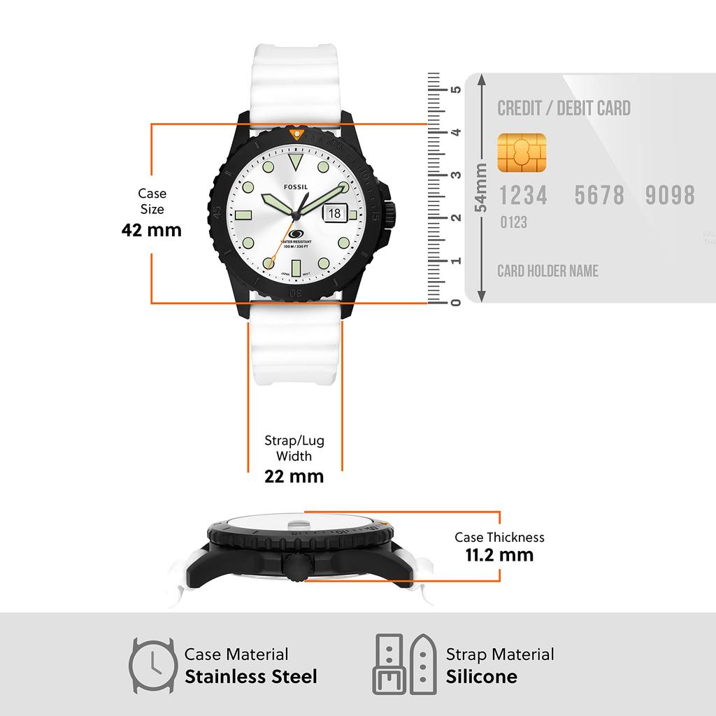 FOSSIL BLUE Date White Silicone Watch Three-Hand