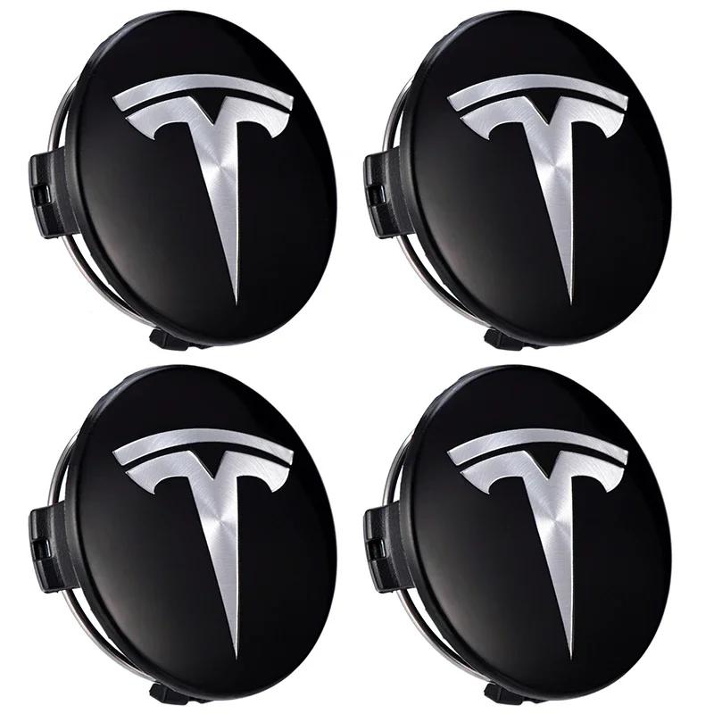 

Car Sticker Tesla Car 56mm Black Silver Car Wheel Center Caps Rims Hub Cover Logo For Tesla Model 3 Y X S Hubcaps Auto Accessor