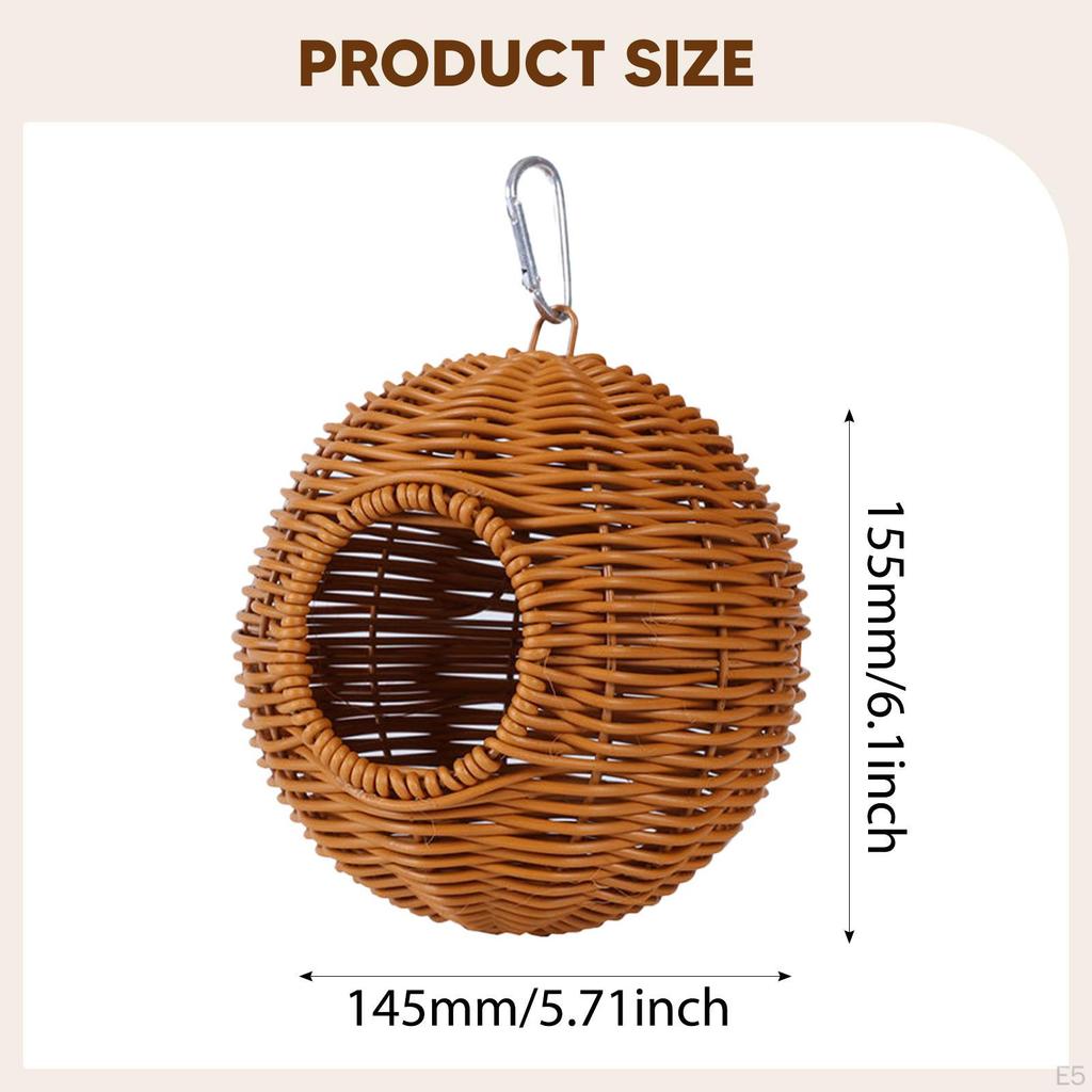 Hanging Imitation Rattan Bird Nest Hammock Home Decor Gift Hand Woven Parrot House with Cushion for