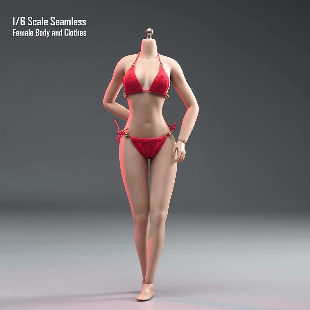 1/6 Scale Female Body Clothes, Underwear, Pants, Swimsuit, Bikini, Leggings, Bra, Bark, for 12-inch Action Leggings Body Doll (Red)