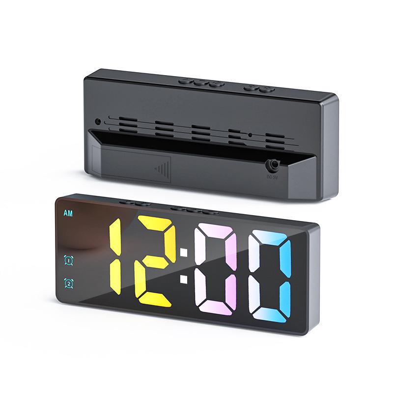 Minimalist Dual-Use LED Alarm Clock with Voice Control and Temperature Display