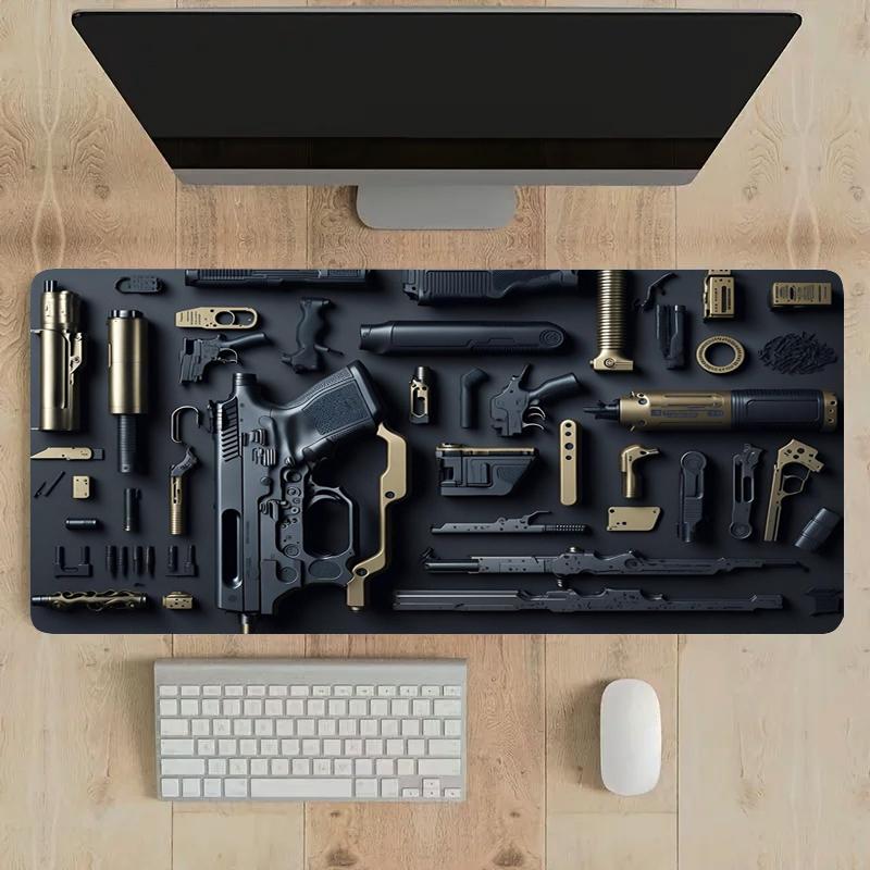 Oval Tactical Gun Large Mouse Pad Precision Gaming Design Desk Pads Anti-Slip Rubber Bottom 900X400 Gaming Keyboard Mousepads
