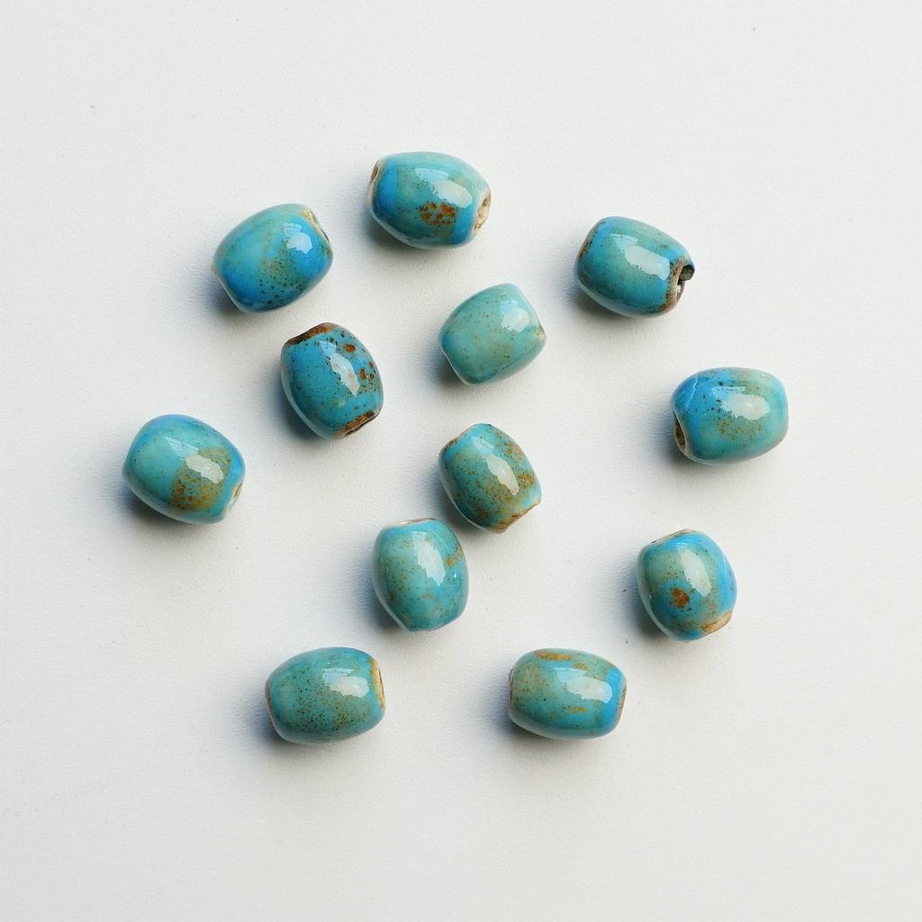 Flower glaze blue ceramic beads loose beads handmade DIY necklace accessories material beads