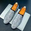 Luxury New Designer New Men's Gold Silver Glitter Sequin Loafers Casual Shoes Men Formal Wedding Dress Homecoming Shoes for Men