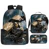 Pacific Rim schoolbag, primary and secondary school students, boys, mecha war, monster backpack, kindergarten burden reduction three-piece set