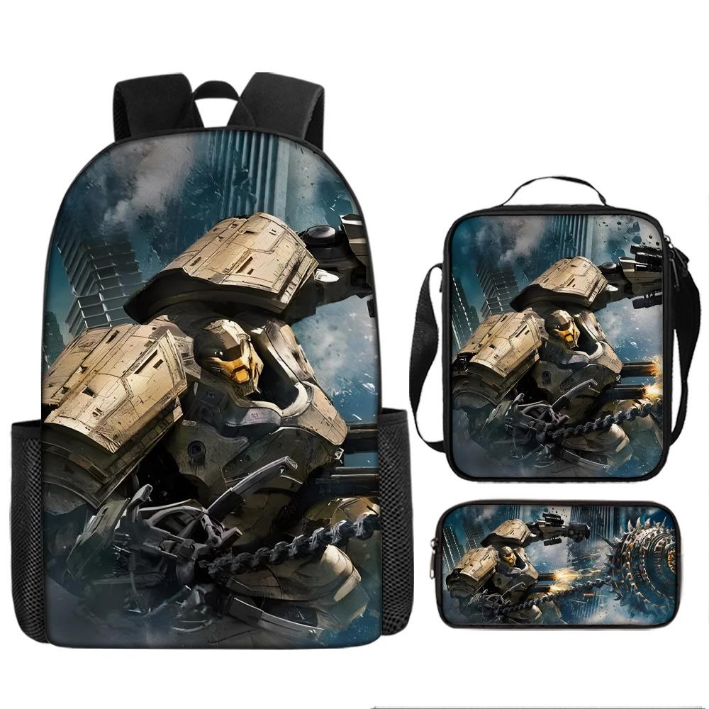 Pacific Rim schoolbag, primary and secondary school students, boys, mecha war, monster backpack, kindergarten burden reduction three-piece set