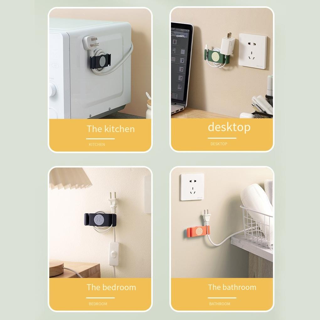 Pack of 4 Wall Mounted Appliances Cord Organizer Self-adhesive Air Fryer Charging Cable Wrapper Winder Accessory Bedroom