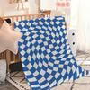 Mode Verdrehte Blöcke weiß blau Orange Flanell warm Komfort weiche Plüschdecke für Sofa Wohnzimmer Büro Schlafzimmer Reise Geschenk