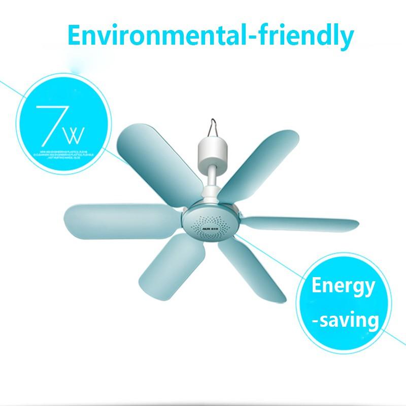 220V Tragbarer 6-Blatt Mini-Deckenventilator Einfach aufhängbar Einfach aufhängbar Netzstecker Schalter 7W Neu