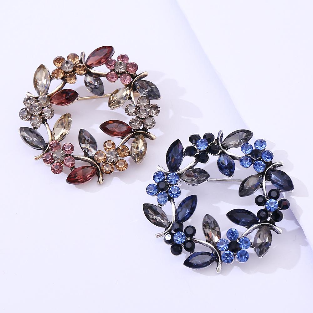 Wreath Crystal Brooch Korean Crystal Diamond Olive Branch Breast Wreath Clothing Accessories 2026