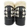 Used 9539 Tweed Boa Ankle Boots 591039 7900 37 Houndstooth Print Black Lace-Up 9.4" Unused Wool Ivory Women's from