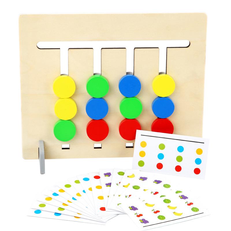 

Montessori Educational Wooden Toys For Kids Colors And Fruits Double Sided Match Game Logical Reason Train Early Education Plaything