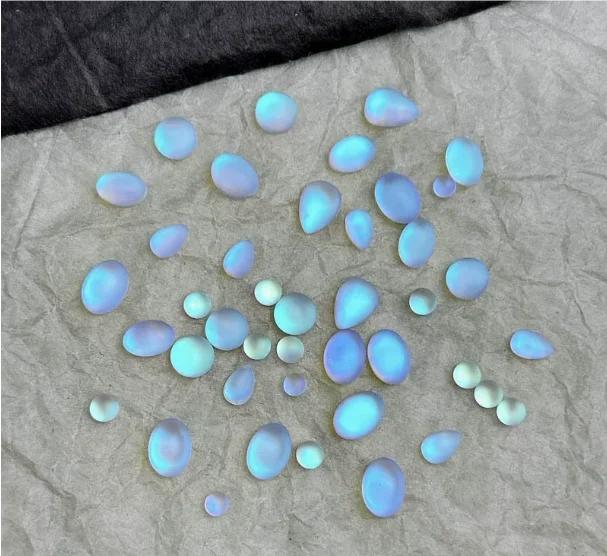 30pcs Sparkling Blue Tears Matte Cat Eye Rhinestones Elliptical Water Drop Diamond Mixed Nails Decorations Nail Art Accessories