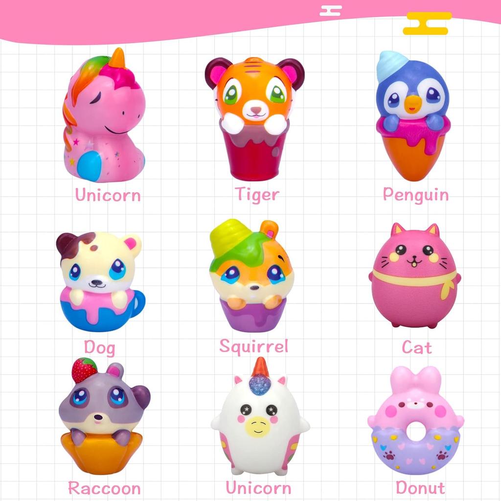 POKONBOY 30 Pack Squishy Toys for Kids Party Favors Bulk, Kawaii Animals Squishies Pack Unicorn Donuts Birthday Gifts for Boys Girls Classroom