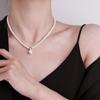 Elegant Moissanite Pearl Necklace - S925 Sterling Silver Minimalist Clavicle Chain for Women