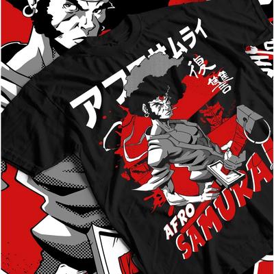 Summer Afro Samurai Unisex T-shirt Samurai Japanese Ninja Anime Manga T-shirt Men's Round Neck Short Sleeve