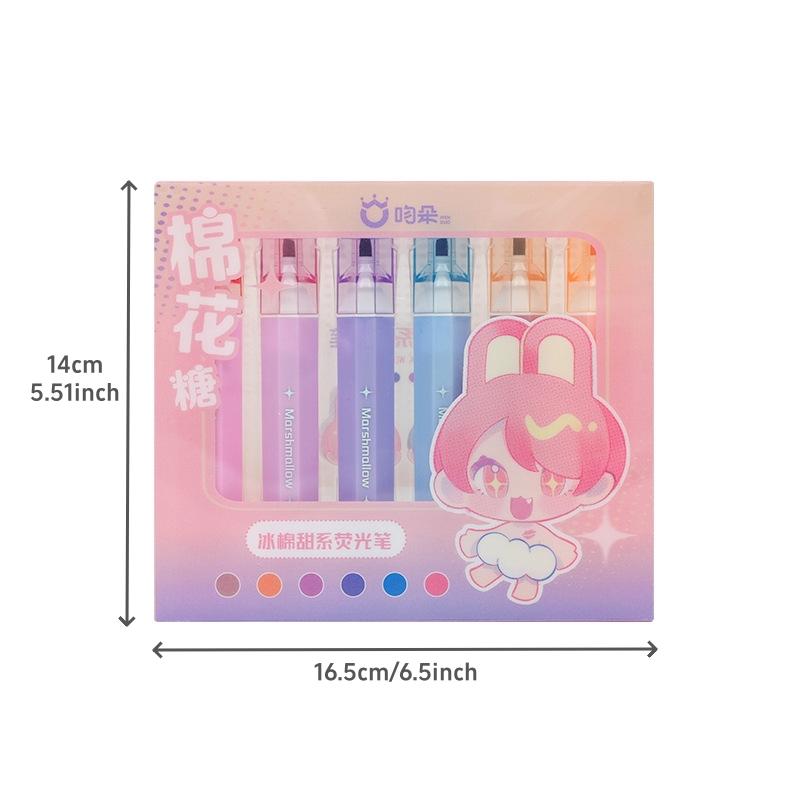 6pcs Sweet Highlighter Pens Set, Marshmallow & Iced Soda Fluorescent Marker Liner for Painting Highlighting
