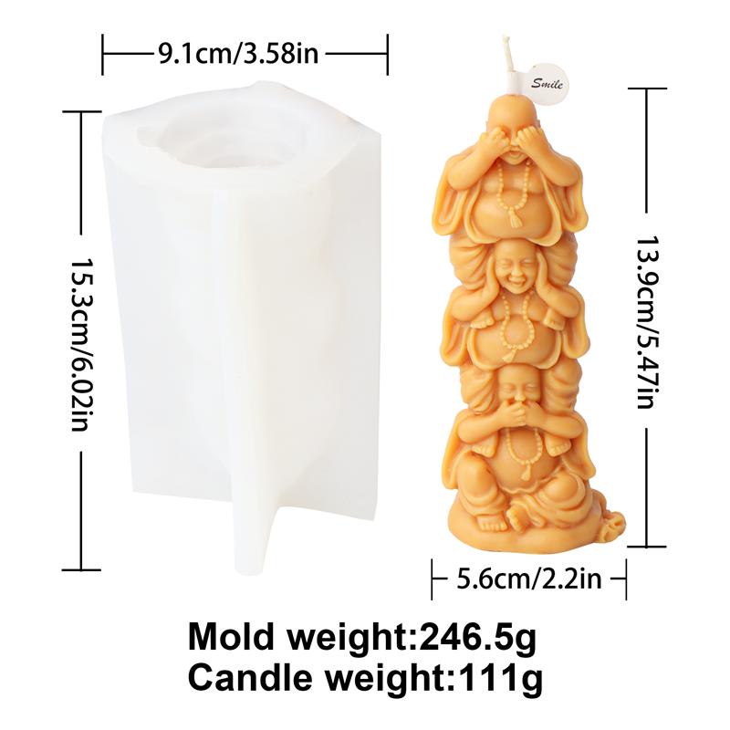

3D Praying Buddha Statue Silicone Candle Mold DIY Statue Plaster Candle Making Resin Mould Religious Decor Craft Gifts