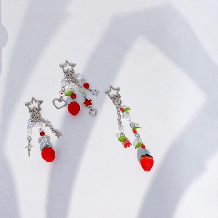 Lovely Strawberry Keychain Fruit Shapes Phone Chain Detachable Phone Lanyard