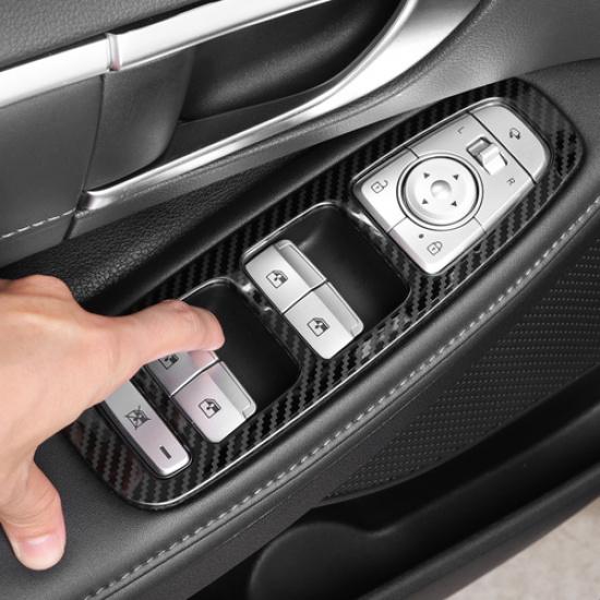 For Hyundai Sonata - Window Switch Panel Cover Set Carbon Fiber Look