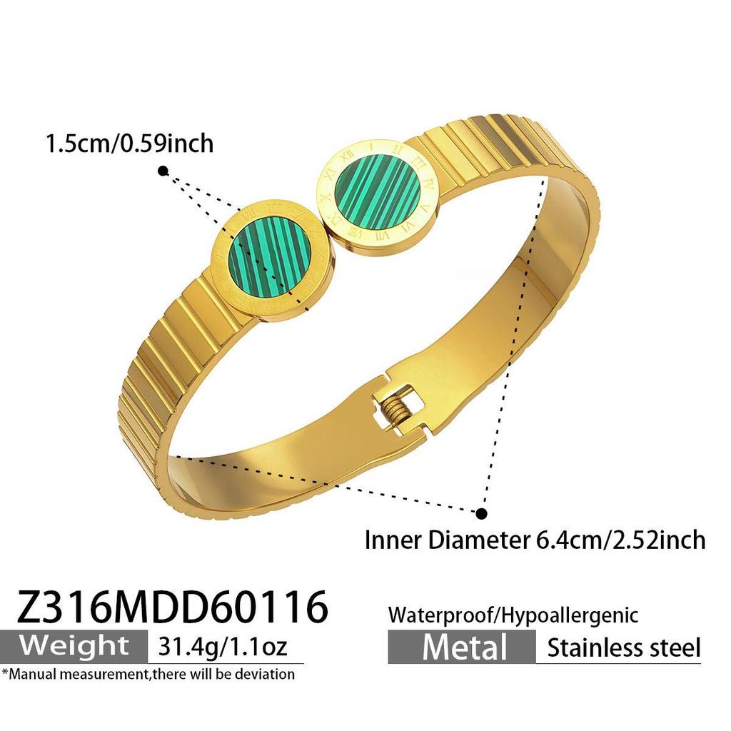 European Luxury Roman Numeral Dial Shell Acrylic Stainless Steel Openable Bracelet