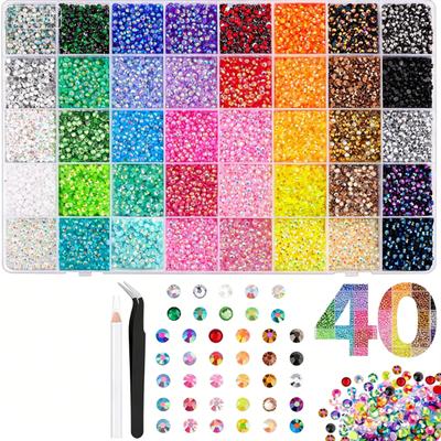Bedazzling Kit 40 Colors Resin Jelly Rhinestones, Multicolor 3mm Flatback Gems for Diamond Art, Bedazzler Kit for DIY Nail Art Crafting Makeup Adults