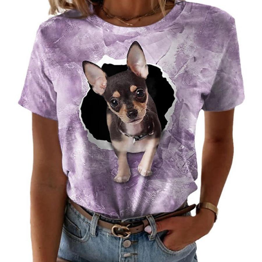 Dámská letní dámská trička větší velikosti Leisure Animal 3D digitální tričko s krátkým rukávem a kulatým výstřihem pro ženy