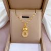 Titanium Steel Micro-Inlaid Gold Plated Women's Lucky Bead Necklace - Trendy Clavicle Chain Accessory