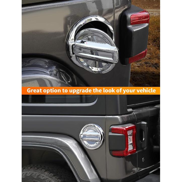 Savadicar Chrome Fuel Door Trim for Jeep Wrangler JL JLU 4xe & Gladiator JT 2018-Present – Exterior Gas Cap Accent Styling Cover Accessory