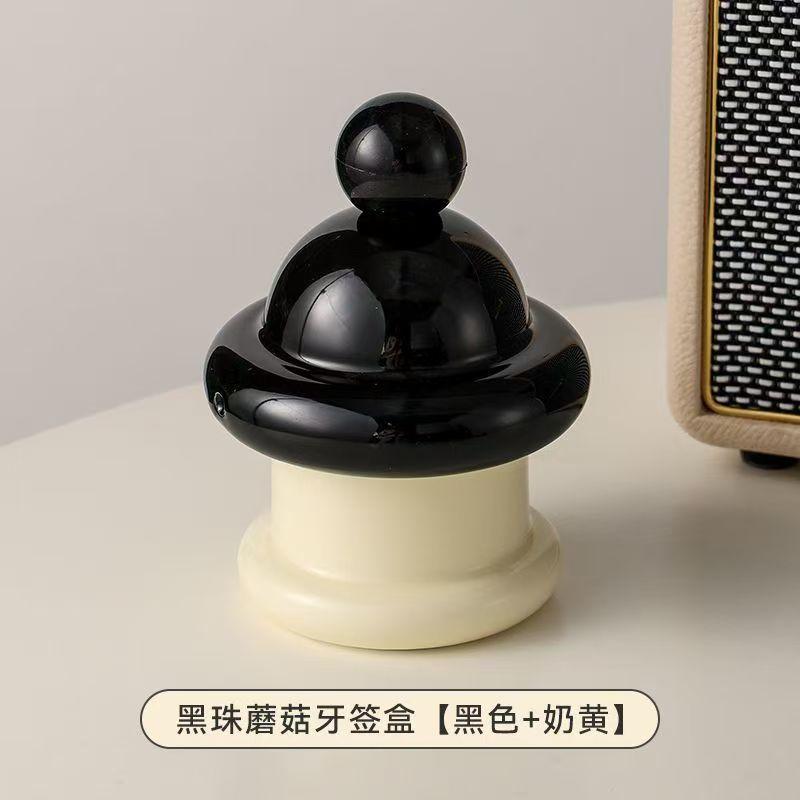 Cream Style Ceramic Toothpick Jar Cartoon Color Contrast Toothtip Holder Household Storage Good Cotton Swab Jar with Hand Gift