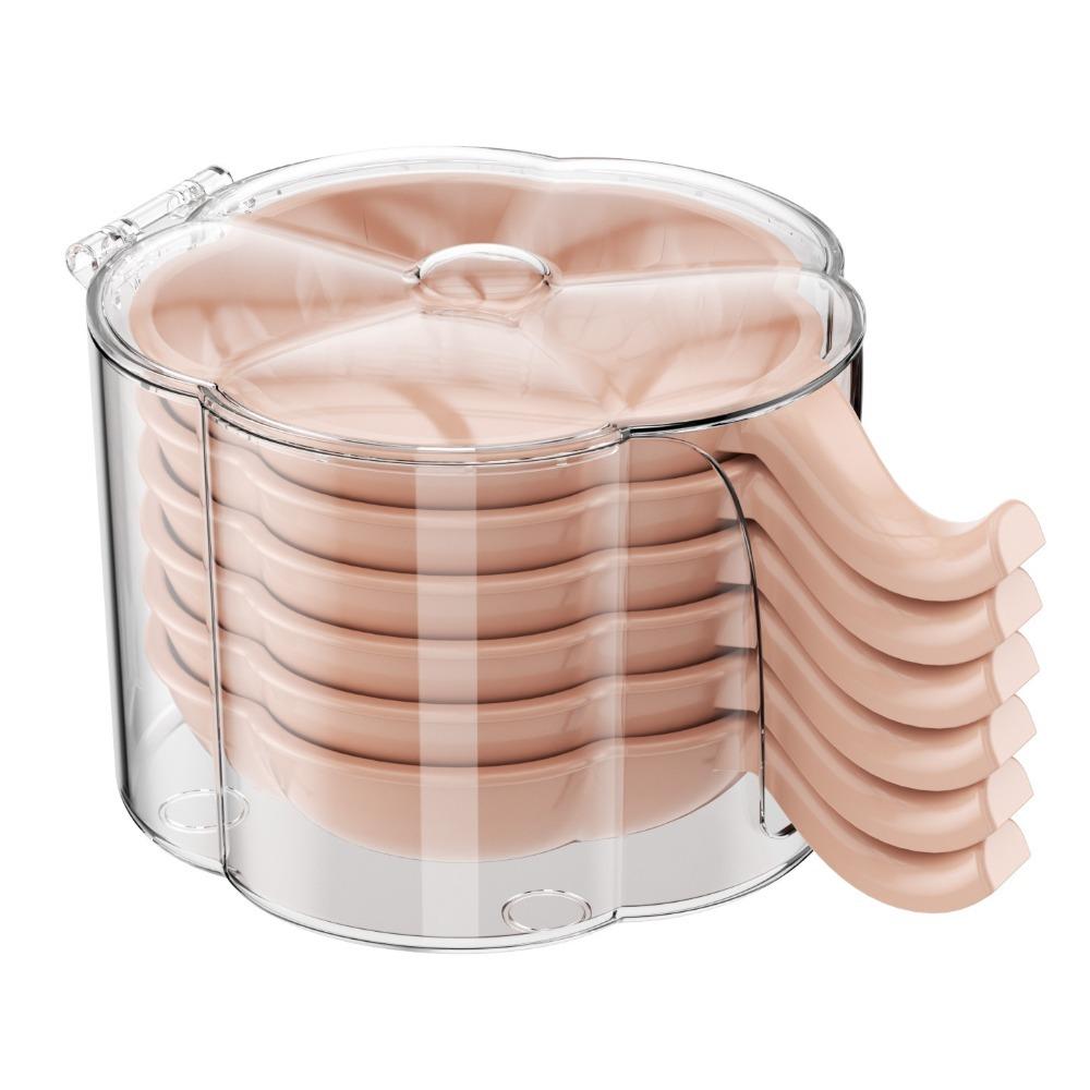 

6pcs Extended Handle Sauce Serving Bowl Stackable Seasoning Tray for Dessert Snack розовый