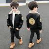 Plush Fleece Boy Leather Jacket Plus Fleece Thickening Children's Autumn and Winter Jacket Warm Coat Foreign-style Baby Coat