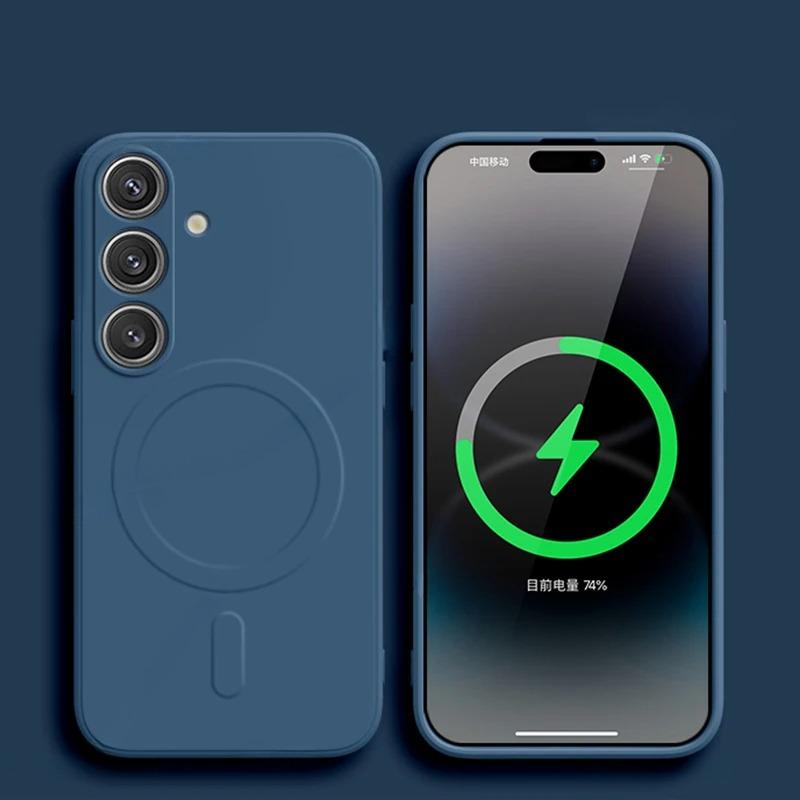 Liquid Silicone Magnetic Shockproof Case For Samsung Galaxy S25 Edge S24 Ultra S23 FE S22 Plus For Magsafe Wireless Charge Cover