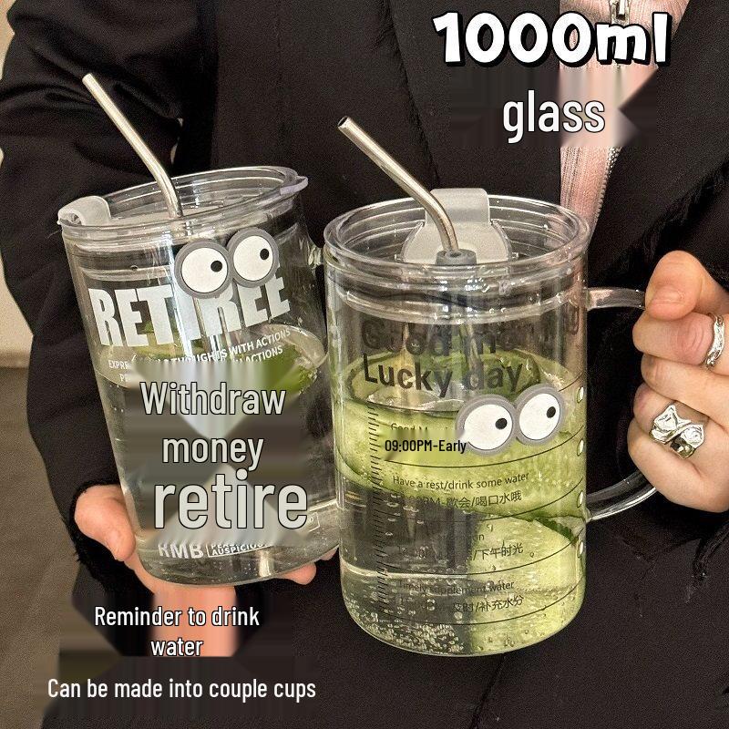 ZISIZ 1000ml Große Kapazität Glaswasserflasche