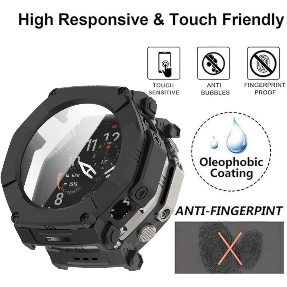 Tempered Glass Case For Amazfit T-Rex Ultra2 Smart Watch Full Cover Bumper for Amazfit T Rex Ultra 2 Shell Accessoies