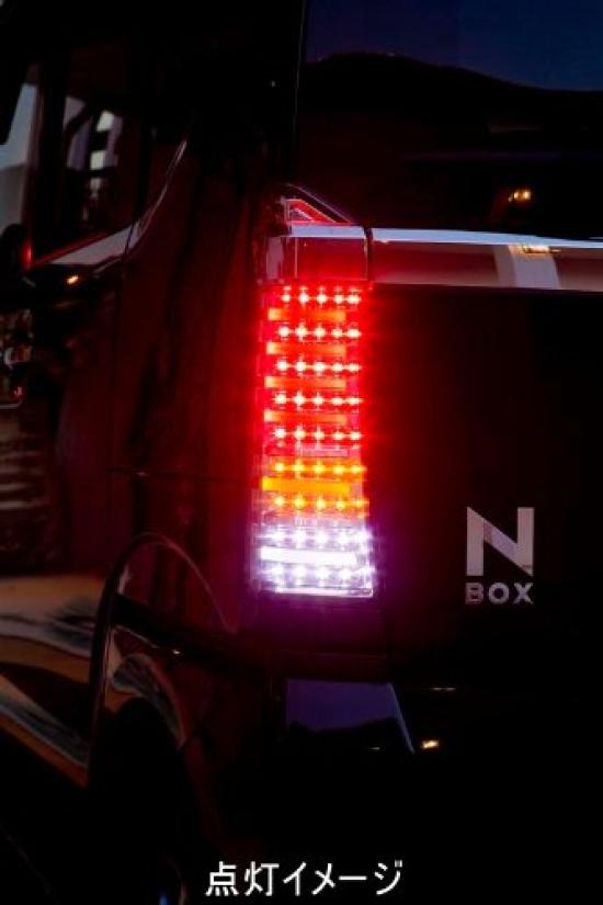 VALENTI Jewel LED Tail Lamps LEDs 12 LED for Nissan (72 + Bars), Clear/Chrome, N-BOX (H23.12-), JF1/2 (All Grades), TH12NBX-CC-1