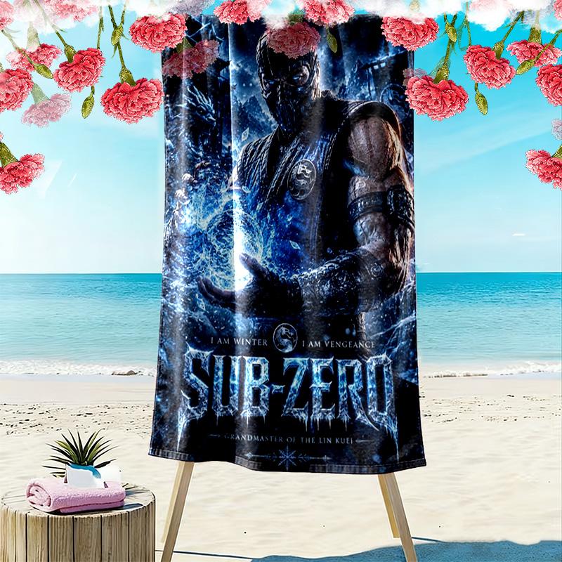 Mortal Kombat Print Beach Towel, Large Soft Quick Dry Towel for Beach Camping Swimming