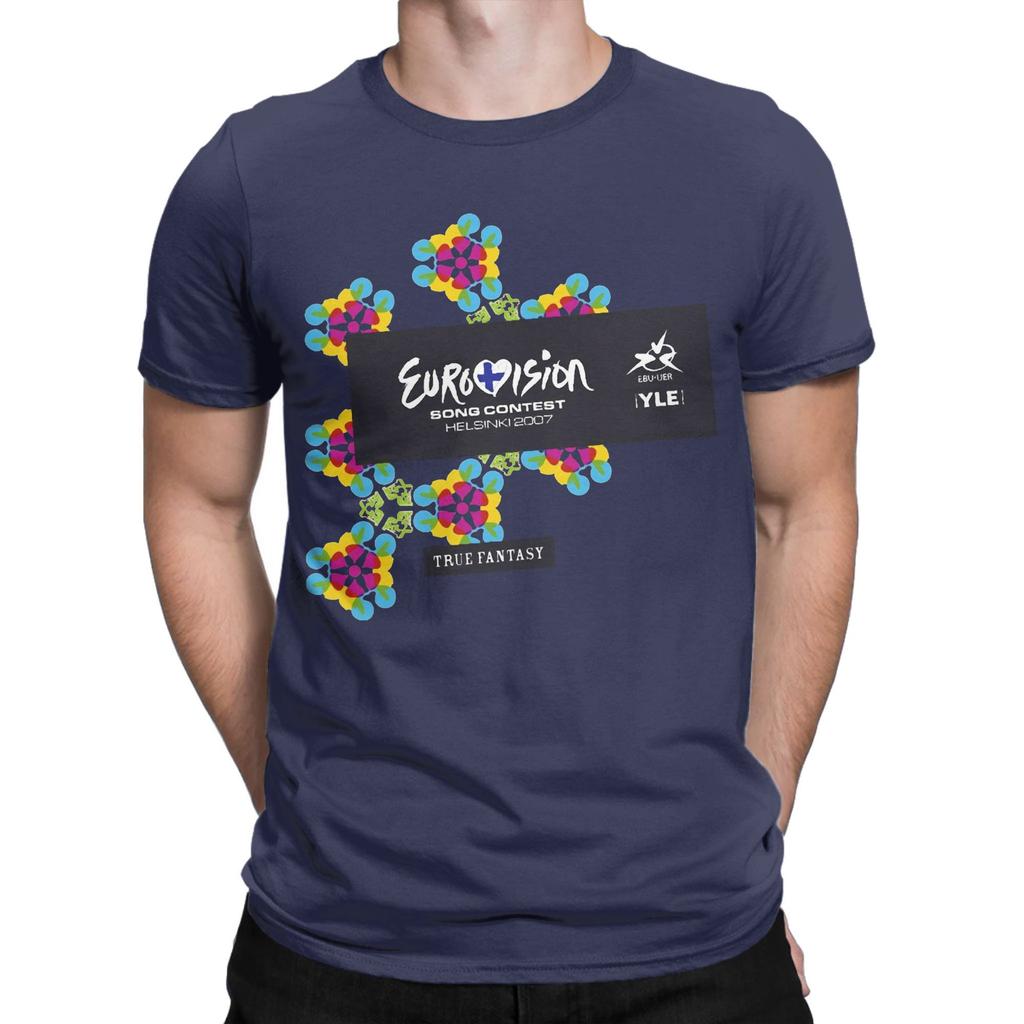 Pánske tričká Eurovision Song Contest 2007 Čistá bavlna Zábavné tričká s krátkym rukávom a okrúhlym výstrihom Originálne tričko