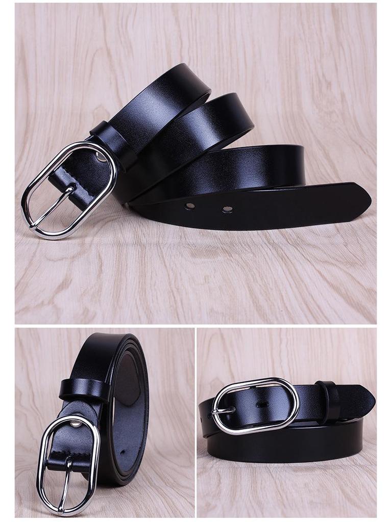 Women's Genuine Leather Fashion Belt – Versatile Casual Waistband with Pin Buckle for Jeans